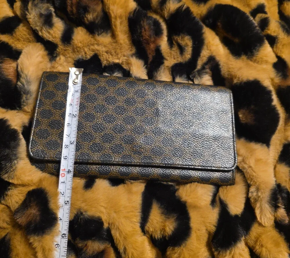Celine Black and Brown Monogram Fold-Over Wallet